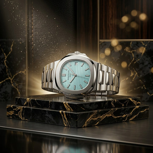DialKing Royale — Blue Guilloché Dress Watch | Silver Case | Status Timepiece | Pakistan